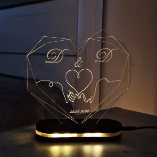 Індивідуальний світильник з гравіюванням для неї з теплим світлом