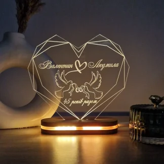Індивідуальний світильник з гравіюванням для весільного вечора