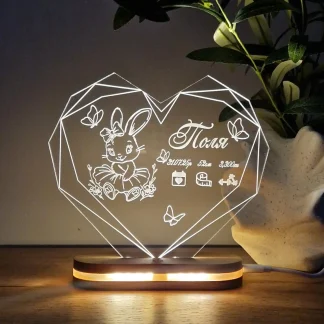 Індивідуальний світильник з унікальним дизайном з метрикою новонародженого