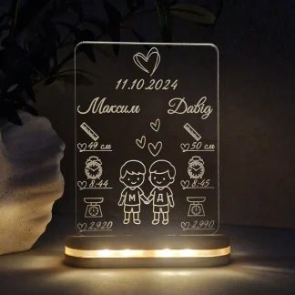 Акриловий світильник з унікальним дизайном для дитячої кімнати з ім’ям