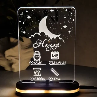 Індивідуальний світильник з ім’ям та вагою при народженні