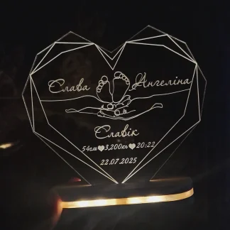 Індивідуальний акриловий світильник з іменем як подарунок новонародженому