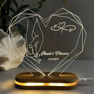 Світильник з гравіюванням як подарунок на річницю